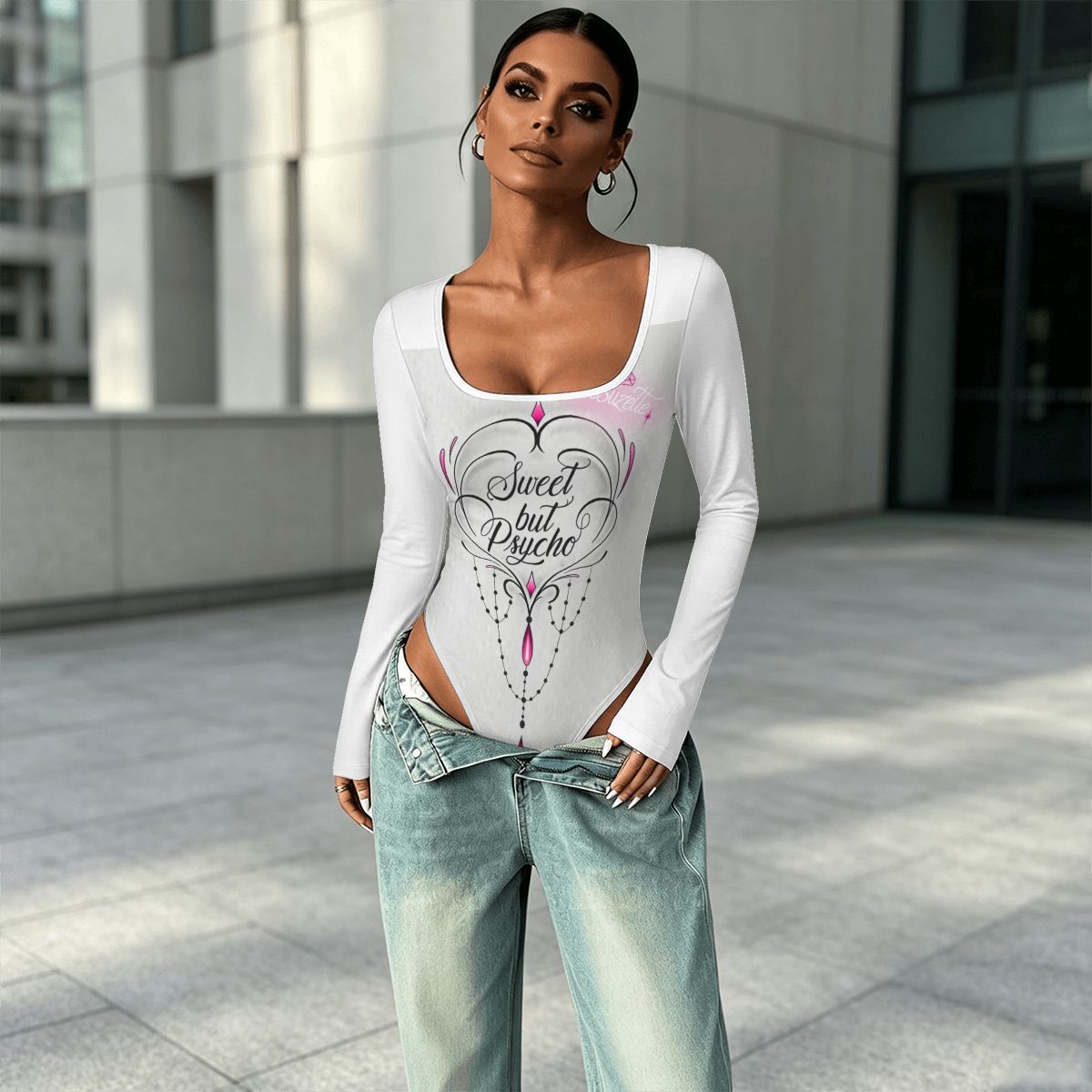 Women's Long Sleeve Square Neck Bodysuit