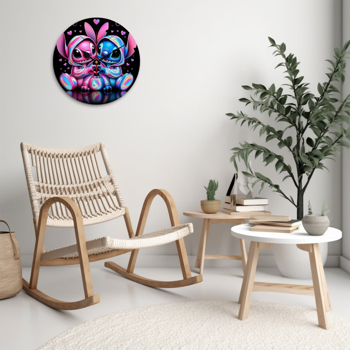 Wooden Lilo & stitch clock