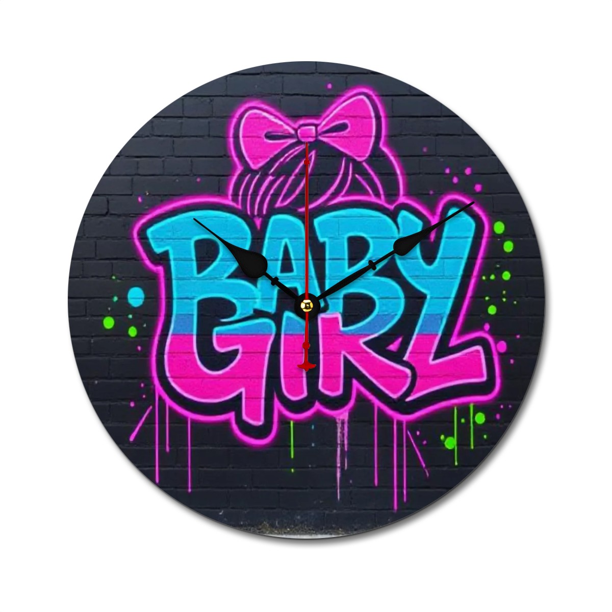 Wooden baby girl clock
