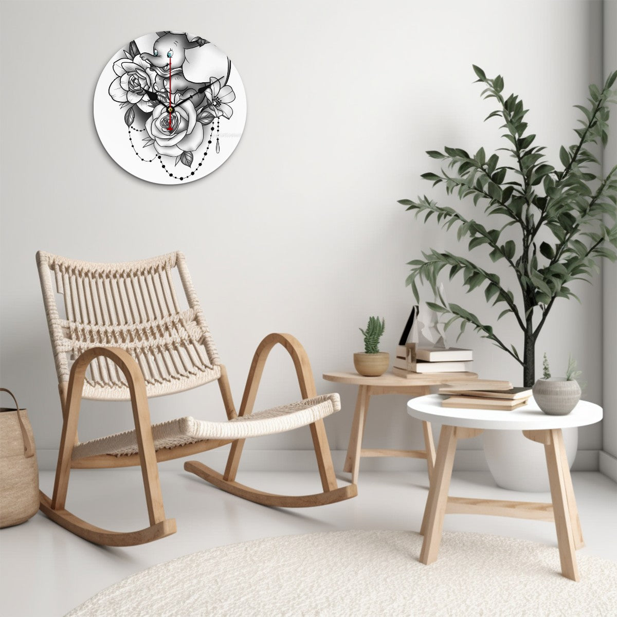 Wooden dumbo clock