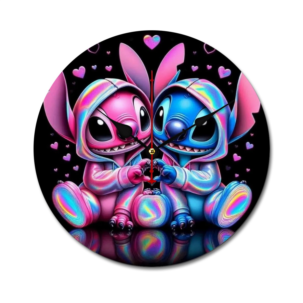 Wooden Lilo & stitch clock